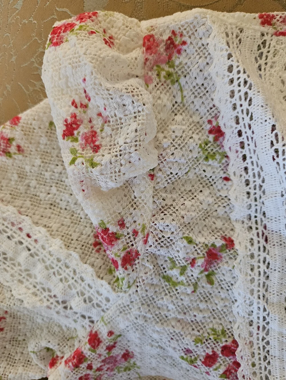 NWOT Free People White/Pink Floral LaceCrop Top - Picture 12 of 17